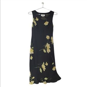 Vintage 90s Studio 1 Floral Sleeveless Black Dress